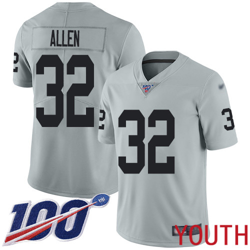 Oakland Raiders Limited Silver Youth Marcus Allen Jersey NFL Football #32 100th Season Inverted Legend Jersey->women nfl jersey->Women Jersey